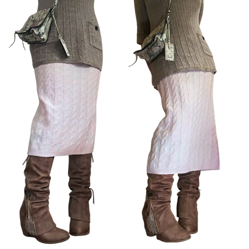 H&M Light Pink Cable Knit Pencil Skirt